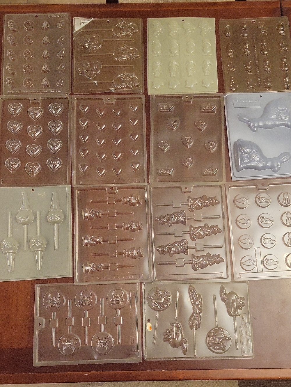 Lot of 14 Holiday Themed Plastic Candy Molds - Christmas, Valentine's, Halloween